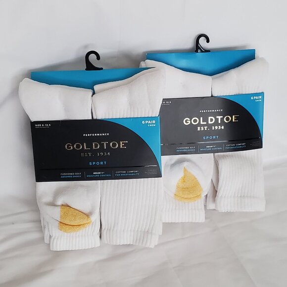 Gold Toe Other - BRAND NEW! 2 packages- 6pk of Men's Gold toe crew socks -White  *12 pairs total*
